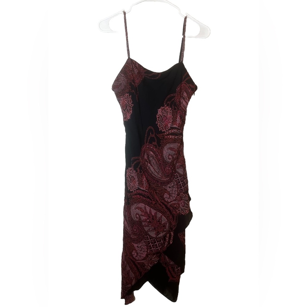 Eva Blue Petites Vintage Y2K Beaded Handkerchief Hem Dress Size 8